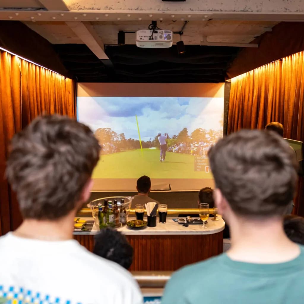 Indoor golf lounge and simulators